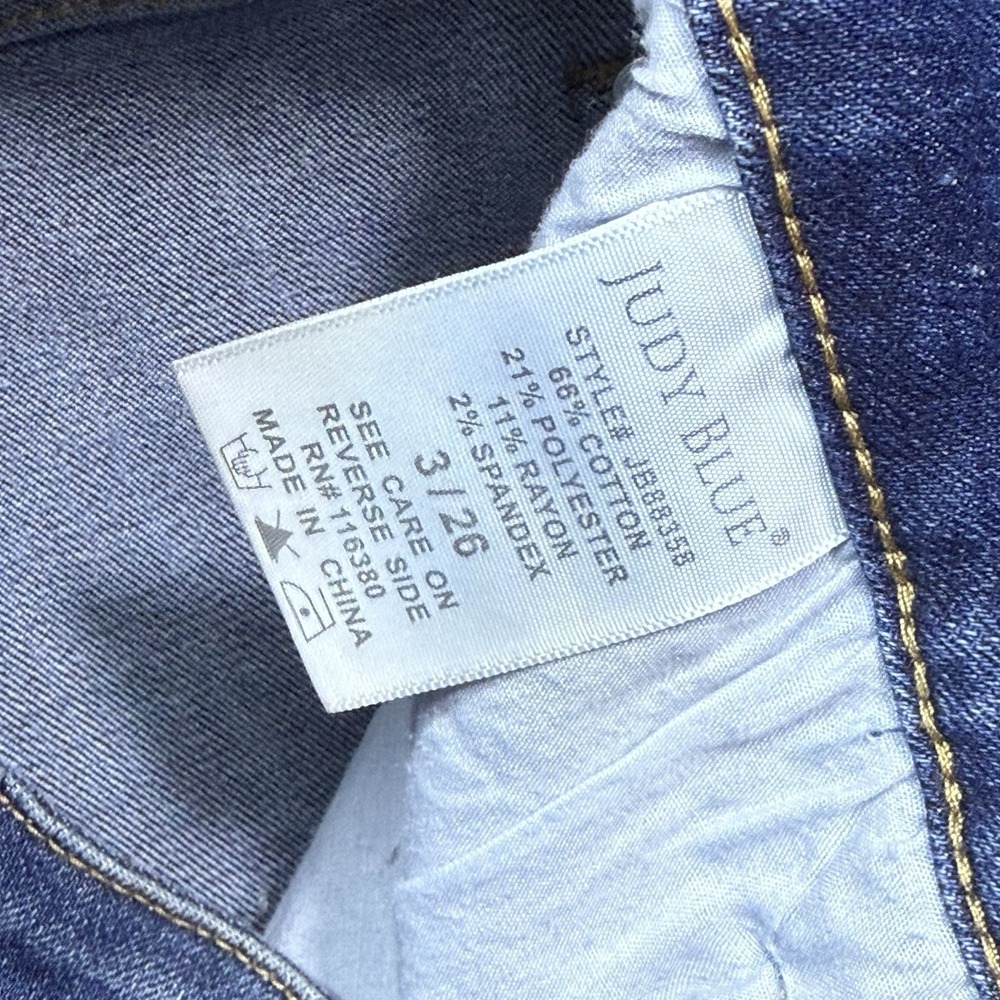 Judy Blue Jeans Womens 3/26 (26x31) Slim Fit Stretch Denim Raw Hem Boho USA - Picture 3 of 10